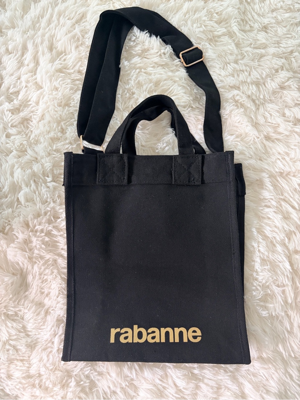 Paco Rabanne Black Canvas Tote with Gold Logo